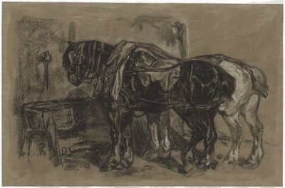 İki Taslak At by Alexandre Gabriel Decamps