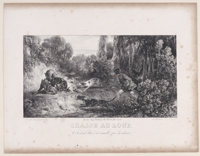 Kurt Avı: Köpeklerin Saldırıya Uğradığı Yaralı Hayvan, Avlanma Sahneleri, 1829. by Alexandre Gabriel Decamps