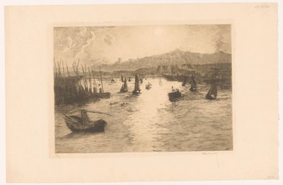 Gün batımı ile liman by Alexandre Lunois (signed by artist)