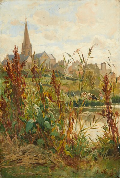 Nehir Kenarındaki Kilise (tuval üzerine yağlı boya) by Alexandre Nozal