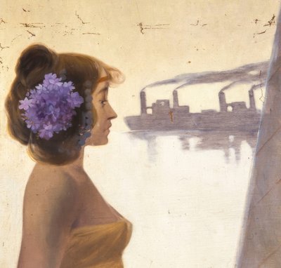Tarım, sanayi ve ihracat alegorisini temsil eden duvar resmi by Alexandre de Riquer
