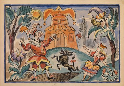 Petruşka Savaşı ve Stepka-Rastrepka için çizim, Evgeni Schwartz, 1925 by Alexei Alexandrovich Radakov