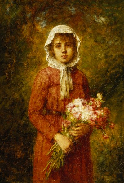 Bir Buket Çiçek Tutan Genç Kız, by Alexei Alexevich Harlamoff