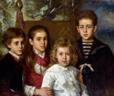 Paul Pavlovich Demidoff, 2. San Donato Prensi (1839-1885), Aurore Anatol, Maria ve Pavel'in çocuklarının portresi - Peinture de Alexei Alexeyevich Harlamov (1840-1922) - 1883 - Tuval üzerine yağlıboya - 76,5x90 - Özel Koleksiyon by Alexei Alexevich Harlamoff