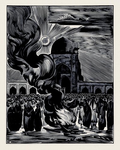 Müslüman Kadınların Kurtuluşu. Peçeyi Yakmak, 1928 by Alexei Ilyich Kravchenko