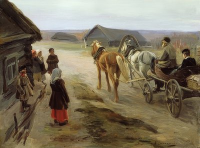 Bir öğretmenin köye gelişi. 1908-14 by Alexei Steipanovitch Stepanov