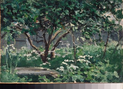 Un coin du jardin (Bahçenin bir köşesi) - Alexei Stepanovich Stepanov (1858-1923), karton üzerine yağlı boya by Alexei Steipanovitch Stepanov