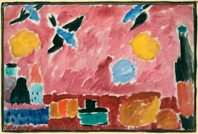 Kırmızı Kırlangıç ​​Desenli Duvar Kağıdı ile - Resim Alexei von Javlensky (1864-1941), karton üzerine yağlı boya by Alexej von Jawlensky