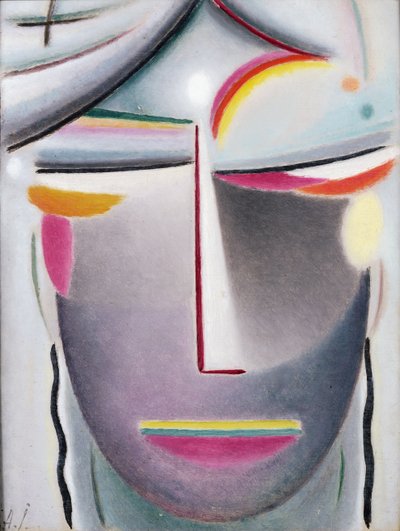 Kafa (Kara Buda), c.1927 (gemiye serilmiş tuval üzerine yağlı boya) by Alexej von Jawlensky