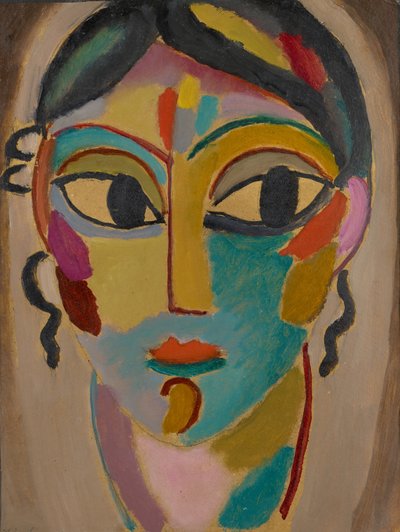 Mistik Kafa: Bir Kızın Başı, 1918 (karton üzerine yağlı boya) by Alexej von Jawlensky