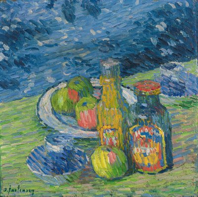 Şişe ve Meyve ile Natürmort by Alexej von Jawlensky