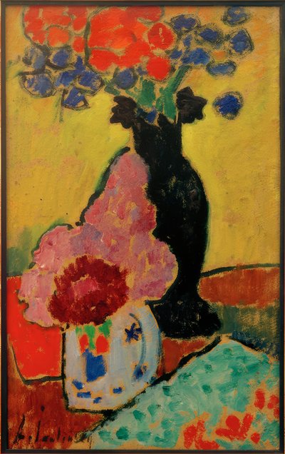 Siyah bir vazo ile natürmort by Alexej von Jawlensky