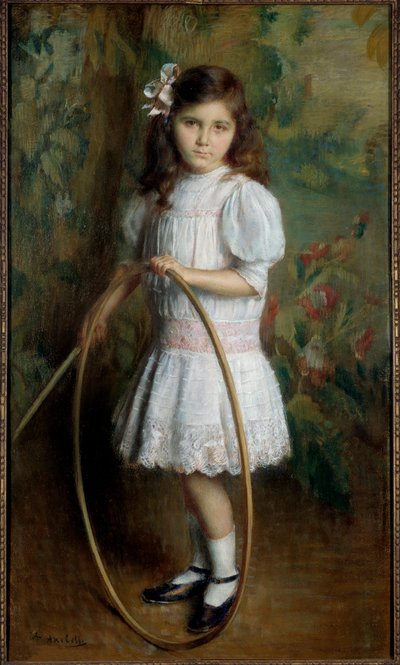 Sanatçının Çemberdeki Kızı Resim Alexis Axilette (1860-1931) 1909 Angers, musee des Beaux Arts - Sanatçının çemberli kızı. Alexis Axilette