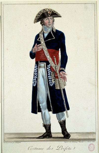 Mavi takım elbiseli bir prefet. Alexis Chataignier (1772-1817) tarafından yapılan gravür by Alexis Chataigner