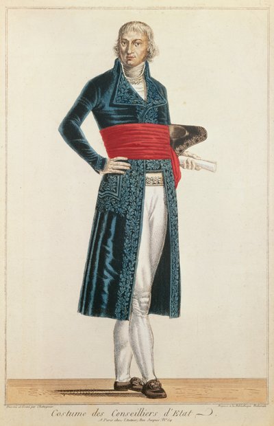 Danıştay Üniforması, c.1804-10 (renkli gravür) by Alexis Chataigner