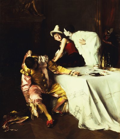 Pierrot, Columbine ve Punchinello; Pierrot, Columbine ve Polichinelle by Alexis Vollon