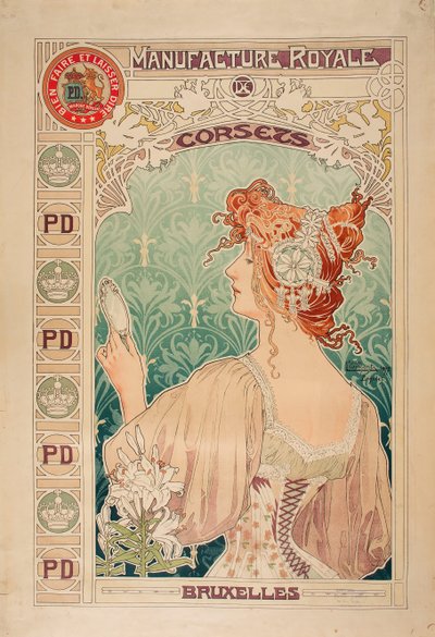 Royale korse üretimi, 1897. by Alfons Marie Mucha