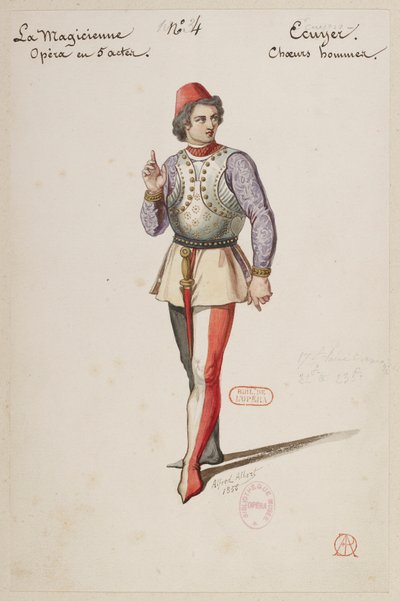 Halévy - La magicienne - Alfred Albert tarafından kostüm modelleri - 04. Ecuyer, erkek korosu by Alfred Albert