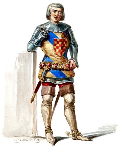 Halévy - La magicienne - Alfred Albert tarafından kostüm modelleri - 16. Comte de Poitou, 1. kostüm, M. Belval (rötuşlanmış) by Alfred Albert