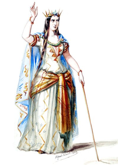 Halévy - La magicienne - Alfred Albert tarafından kostüm modelleri - 19. Mélusine, Lusignan Kontesi, 1. kostüm (rötuşlanmış) by Alfred Albert
