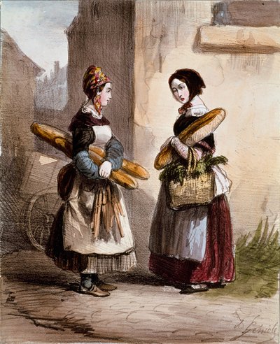 Küçük ölçüler: fırın. Genç yürüyen ekmek tüccarı. Alfred Andre Geniole (1813-1861) tarafından “Les femmes de Paris” 1841-1842 Paris, Musee Carnavalet