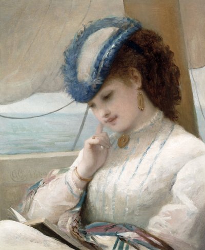 Yelkenli Teknede Kitap Okuyan Kız by Alfred Chantrey Corbould