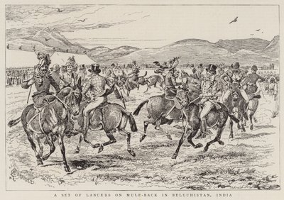 Belucistan, Hindistan'da Katır Sırtında Bir Mızraklı Seti by Alfred Chantrey Corbould