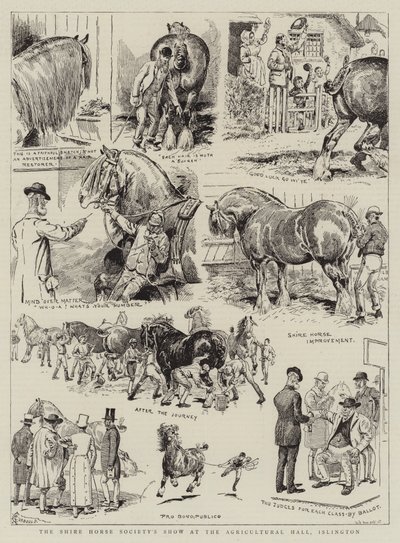 Shire Horse Society'nin Islington Tarım Salonundaki Gösterisi by Alfred Chantrey Corbould