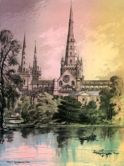 Lichfield Katedrali, Staffordshire, c1870 by Alfred Concanen