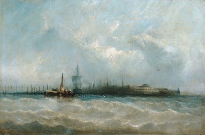 Batarya ve Kale Bahçesini Gösteren Limandan New York, 1858. by Alfred Copestick