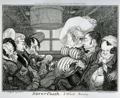 Dover Coach, sabah 5, George Cruikshank tarafından kazınmış, 1826 by Alfred Crowquill