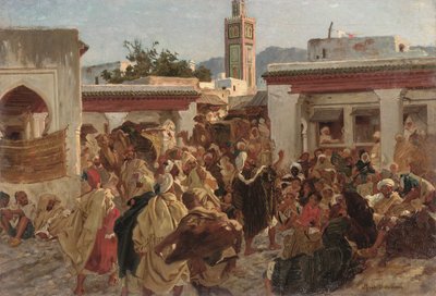 Fas Sokak Sahnesi (tuval üzerine yağlı boya) by Alfred Dehodencq