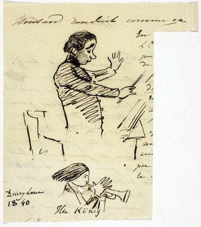 Orkestra Şefi ve Trompetçi Çizimleri by Alfred Edward Chalon