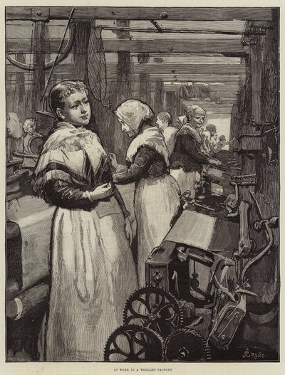 Yün Fabrikasında İş Başında by Alfred Edward Emslie