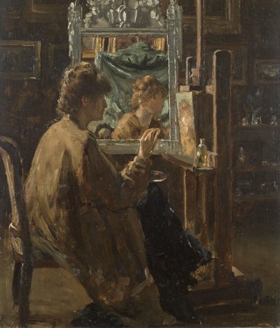 Sanatçı Atölyesinde (panel üzerine yağlıboya) by Alfred Emile Stevens
