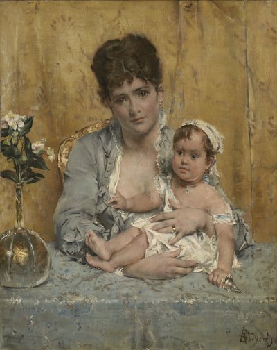 Anne ve Çocuk, c.1875-80 by Alfred Emile Stevens