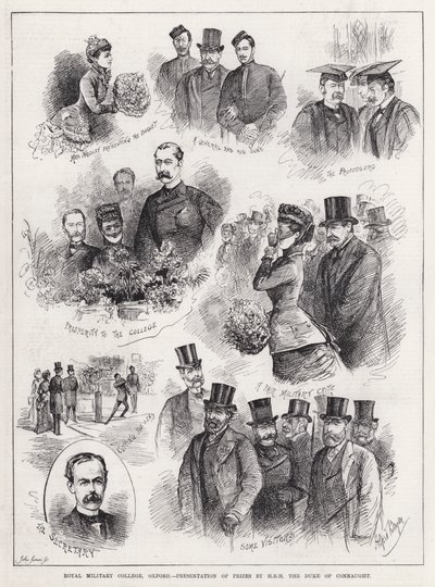 Kraliyet Askeri Koleji, Oxford, SAİK Connaught Dükü tarafından Ödüllerin Sunumu (gravür) by Alfred Gish Bryan
