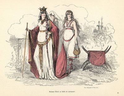 Clotilde, Franks Kraliçesi, tören kıyafeti içinde, 5. yüzyıl. by Alfred Grevin