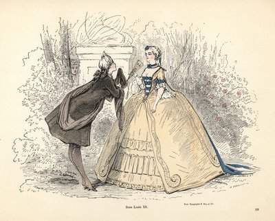 Fransa Kralı XV. Louis döneminde kadın kostümü by Alfred Grevin