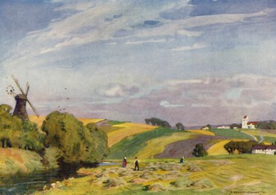 Danimarka: Tipik Bir Danimarka Manzarası, Güney Jutland (renkli taş) by Alfred Heaton Cooper
