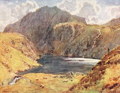 Göller Bölgesi: Angle Tarn, Esk Hause (renkli lito) by Alfred Heaton Cooper
