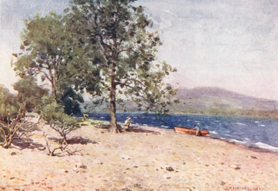 Göller Bölgesi: Bassenthwaite Gölü, esintili bir sabah (renkli lito) by Alfred Heaton Cooper