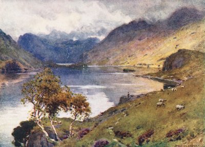 Göller Bölgesi: Crummock Water ve Buttermere (renkli lito) by Alfred Heaton Cooper