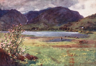 Göller Bölgesi: Little Langdale Tarn (renkli lito) by Alfred Heaton Cooper