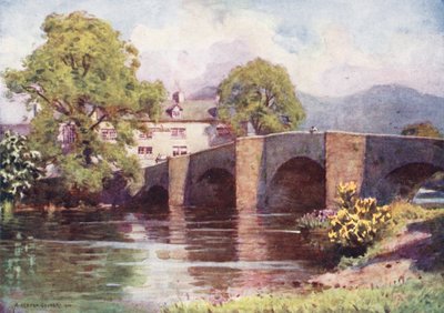 Göller Bölgesi: Swan Inn, Newby Bridge, Windermere (renkli litografi) by Alfred Heaton Cooper