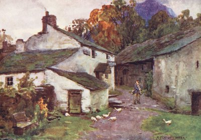 Göller Bölgesi: Eski Postane, Loweswater (renkli litografi) by Alfred Heaton Cooper