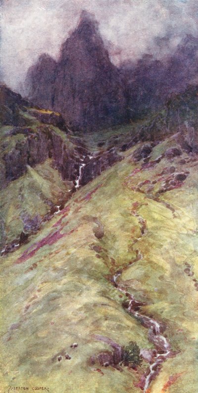 Göller Bölgesi: Ennerdale Sütun Kayası (renkli lito) by Alfred Heaton Cooper