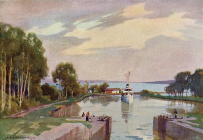 Sjotorp Kilitler, Gota Kanalı by Alfred Heaton Cooper