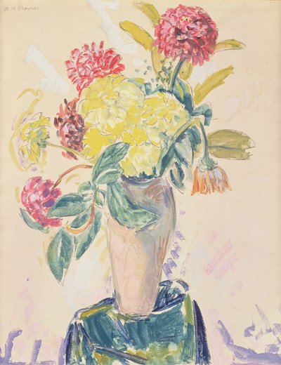 Zinnias, c.1926 (kağıt üzerinde wc, guaş ve kömür) by Alfred Henry Maurer