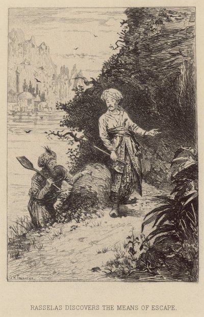 Rasselas kaçış yolunu keşfeder (gravür) by Alfred Holst Tourrier
